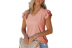 Dokotoo Women's Casual Ruffle Short Sleeve Tops - Perfect Summer Top for Women
