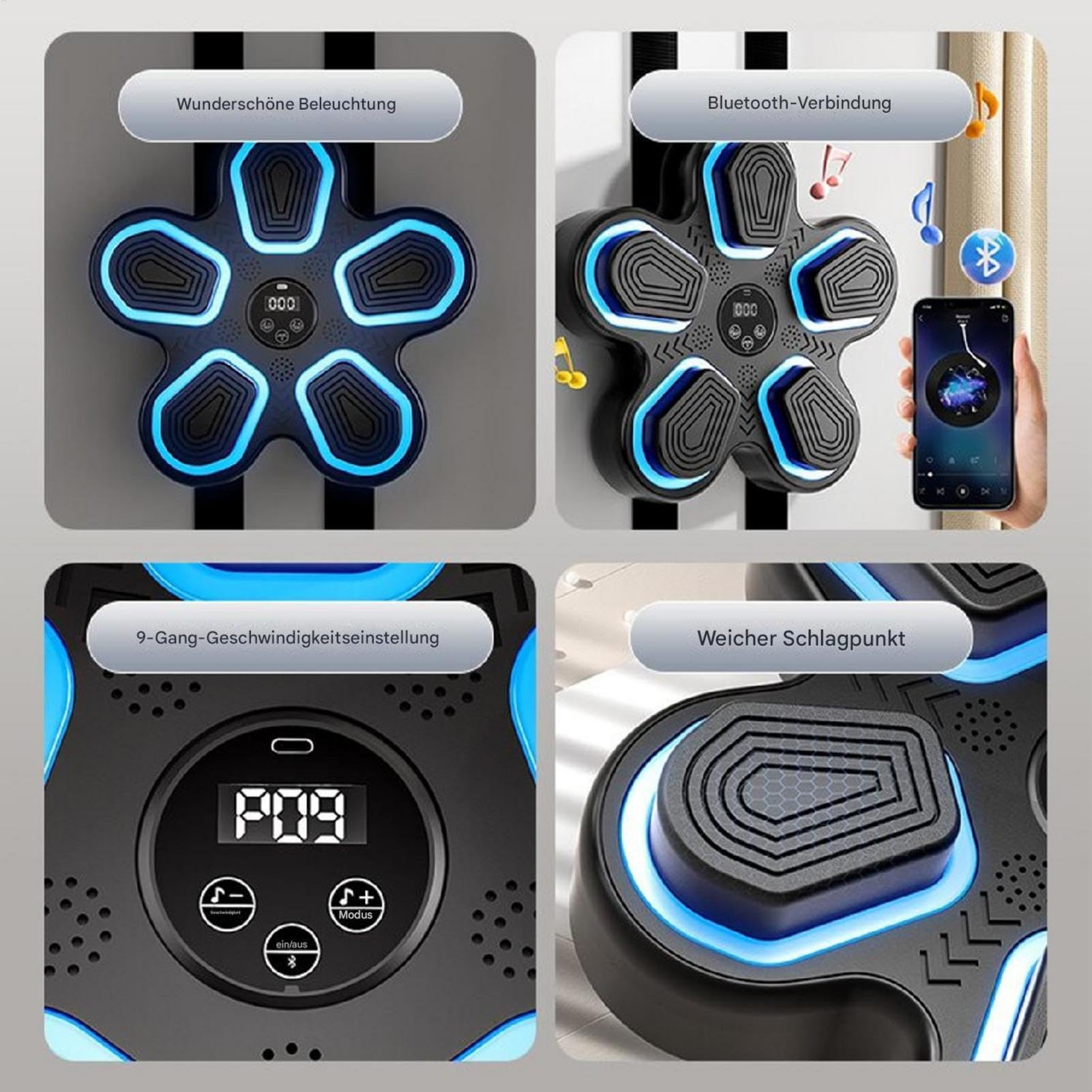 Juego Musical con Boxeo Entrenador Electrónico Inteligente de Boxeo para | Entrenador Interactivo de Golpes con Música, Objetivo para Boxeo y Entrenamiento para Adultos y Niños