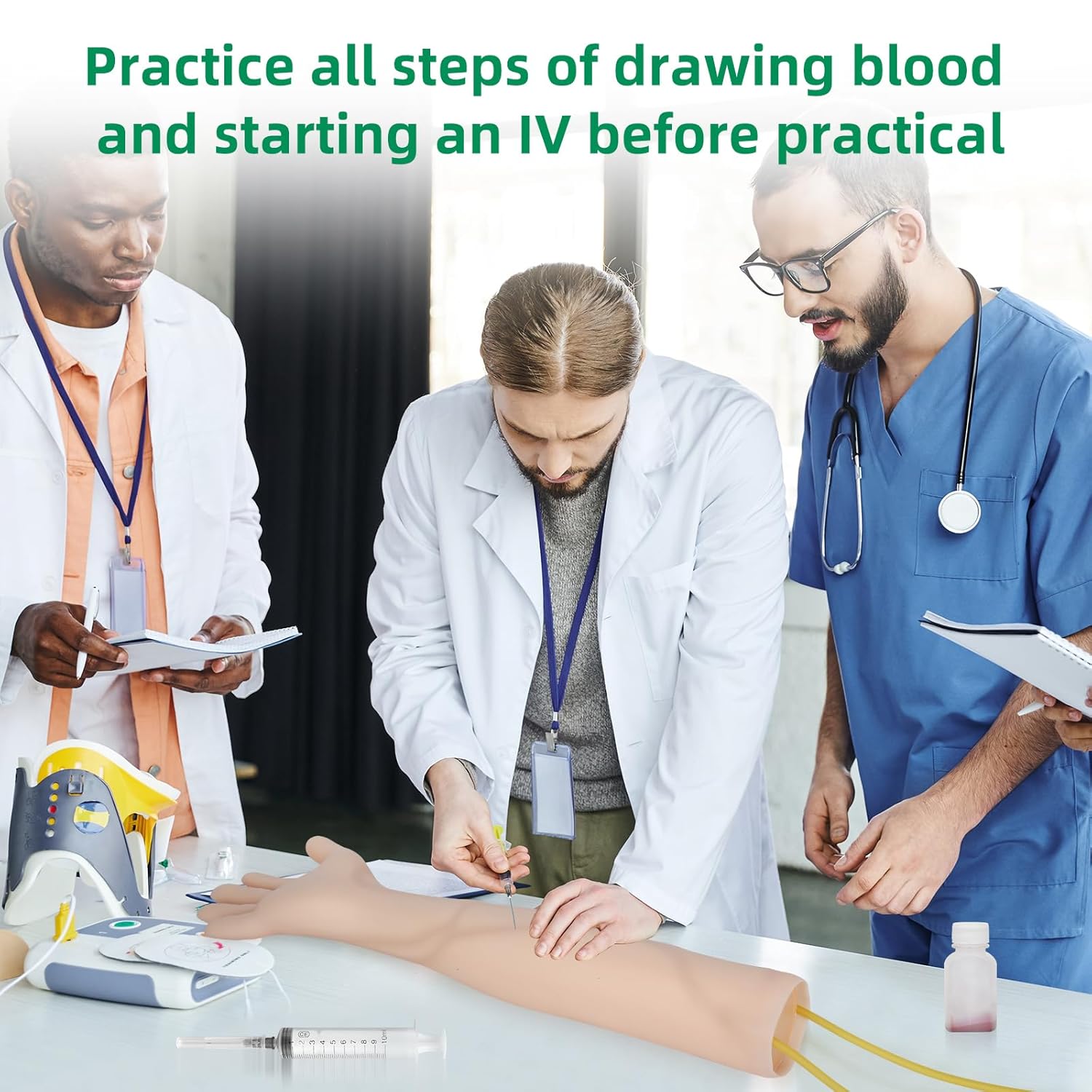 Phlebotomy Practice Kit 31PCS for Injection Training, IV Practice Kit for Nurse with Phlebotomy Arm, Venipuncture and Blood Draw Practice Kit for Medical Students, Education Training Only