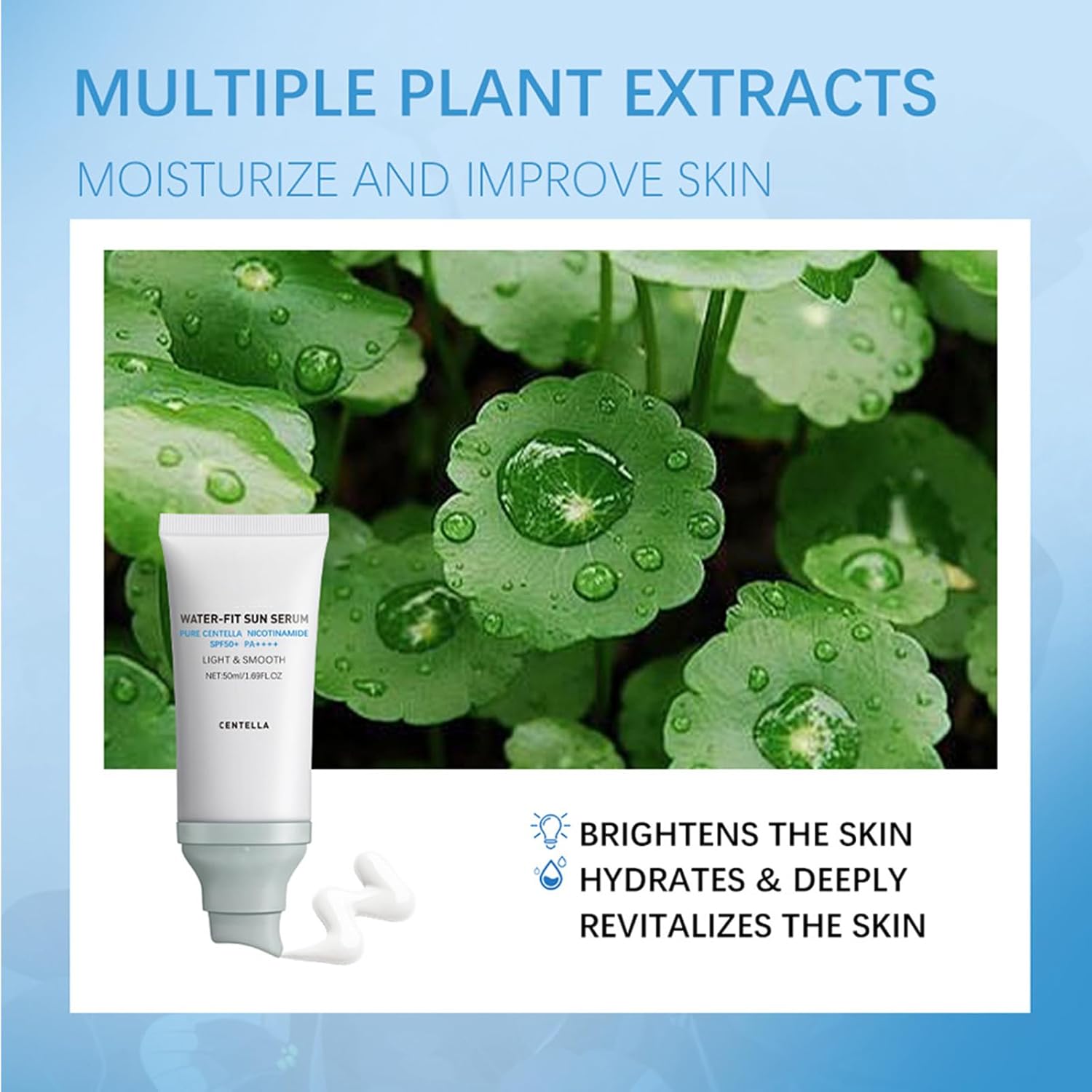 2 Pcs 𝐶𝑒𝑛𝑡𝑒𝑙𝑙á Sunscreen SPF50 PA++++, 50ML Cen-tella Madagascar Face Sun Screen Long-Lasting Protection, Hyalu Cica Water-Fit Sun Serum Matte No White Cast for All Skin Type and UV Defense - Image 8