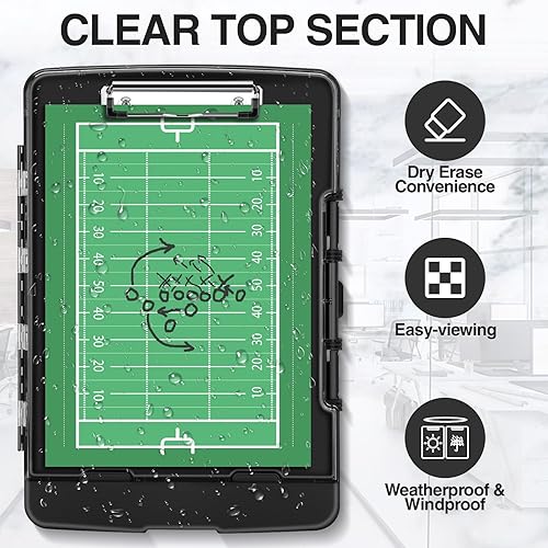 Miniatura 3 de Sooez - Portapapeles original con 2 compartimentos y portabolígrafos, pizarras con clip de alta resistencia, doble compartimento, portapapeles de