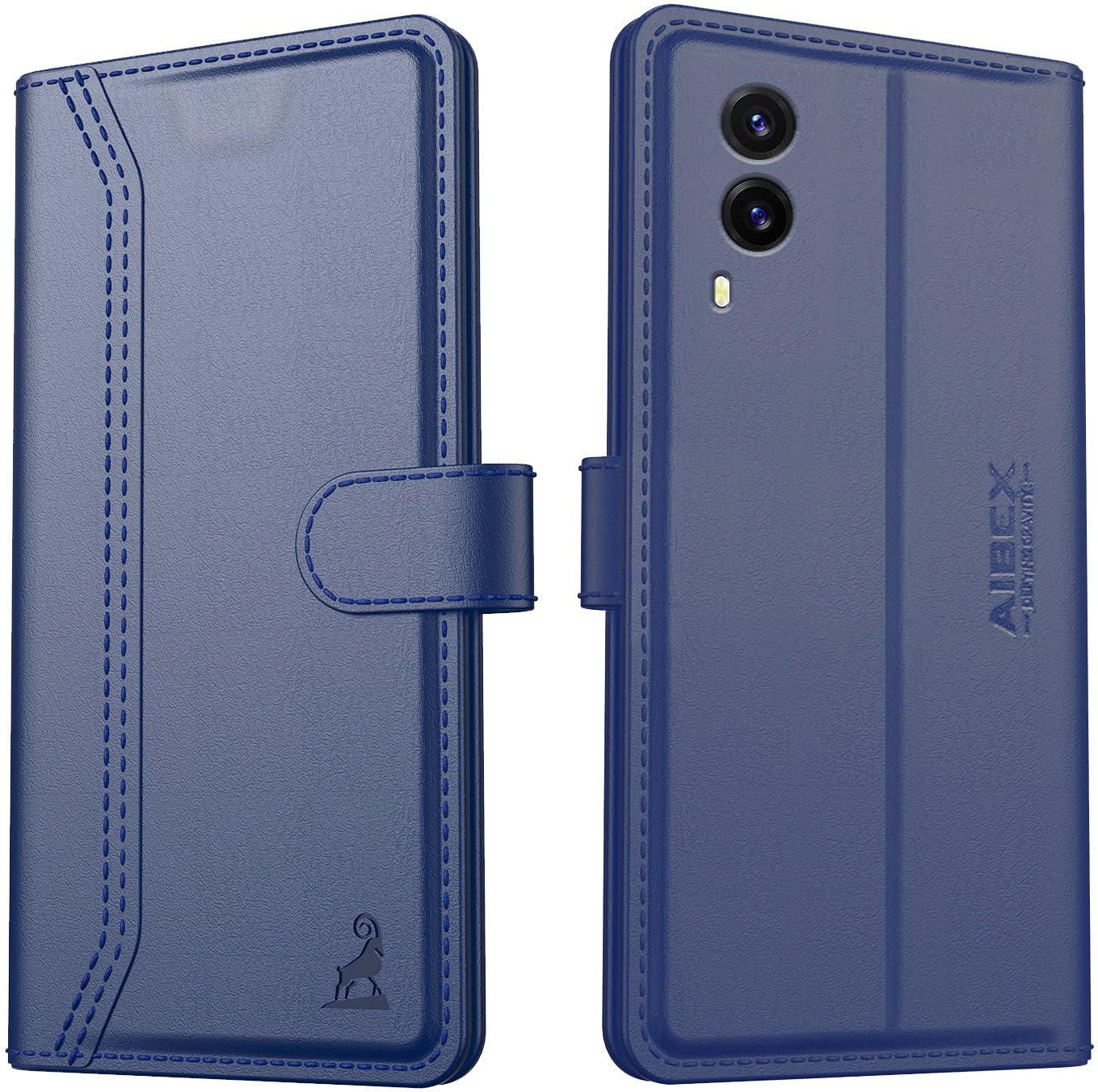 AIBEX ® Compatible for Vivo V21e 5G Flip Cover Leather Finish | Inside TPU with Card Pockets | Wallet Stand | Complete Protection Flip Case - Blue