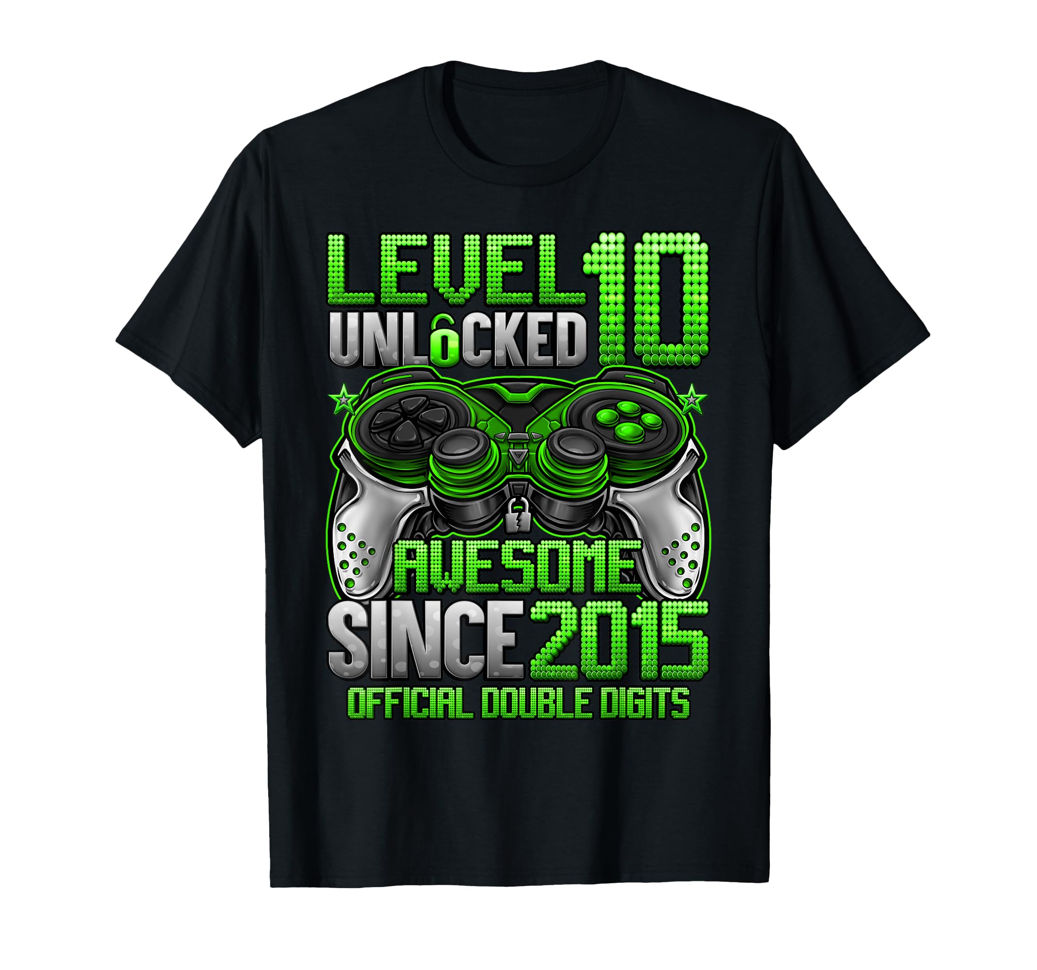Official Double Digits Level 10 Unlocked 10th Birthday Boy T-Shirt