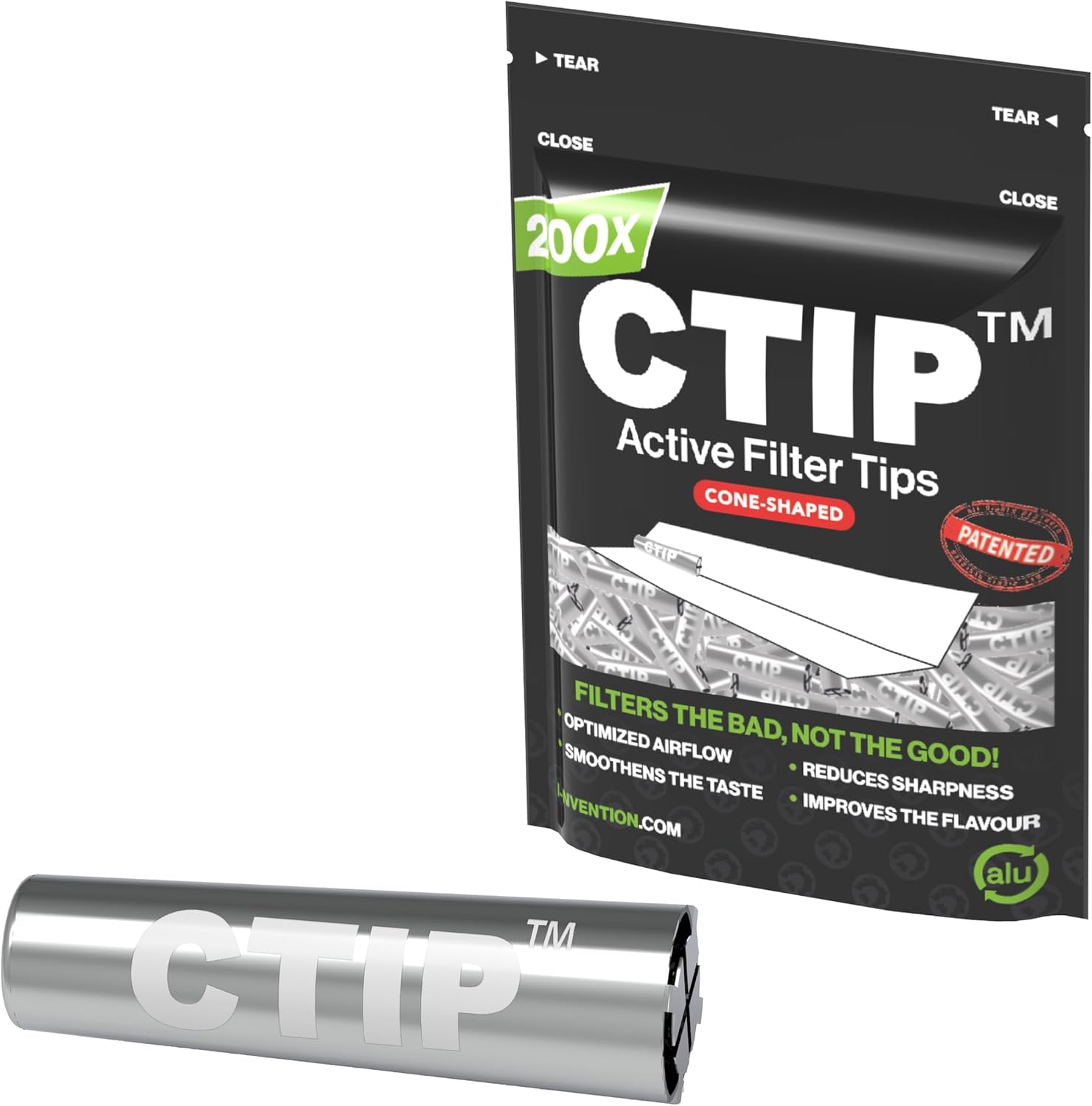 Activefilter Aluminium Filter Tips - Bag of 200 Black