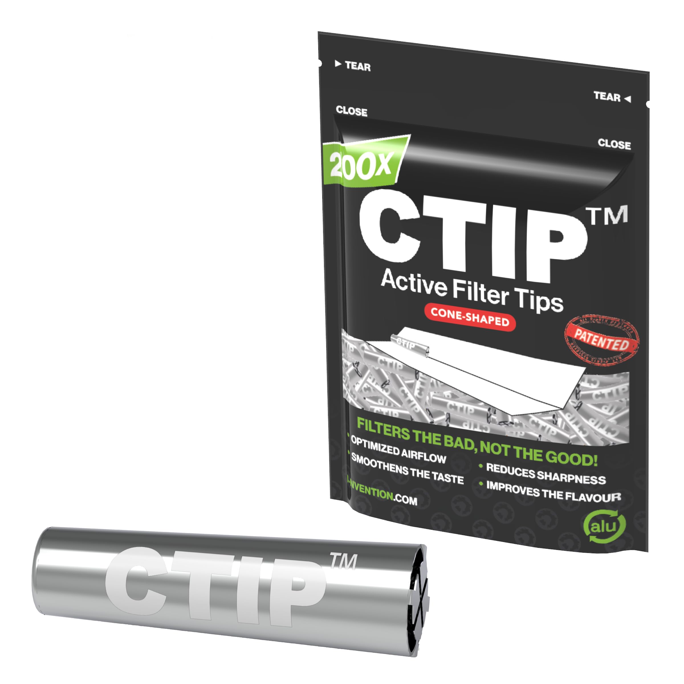 Filtro activo de aluminio para filtros de filtros, bolsa de 200 unidades, color negro