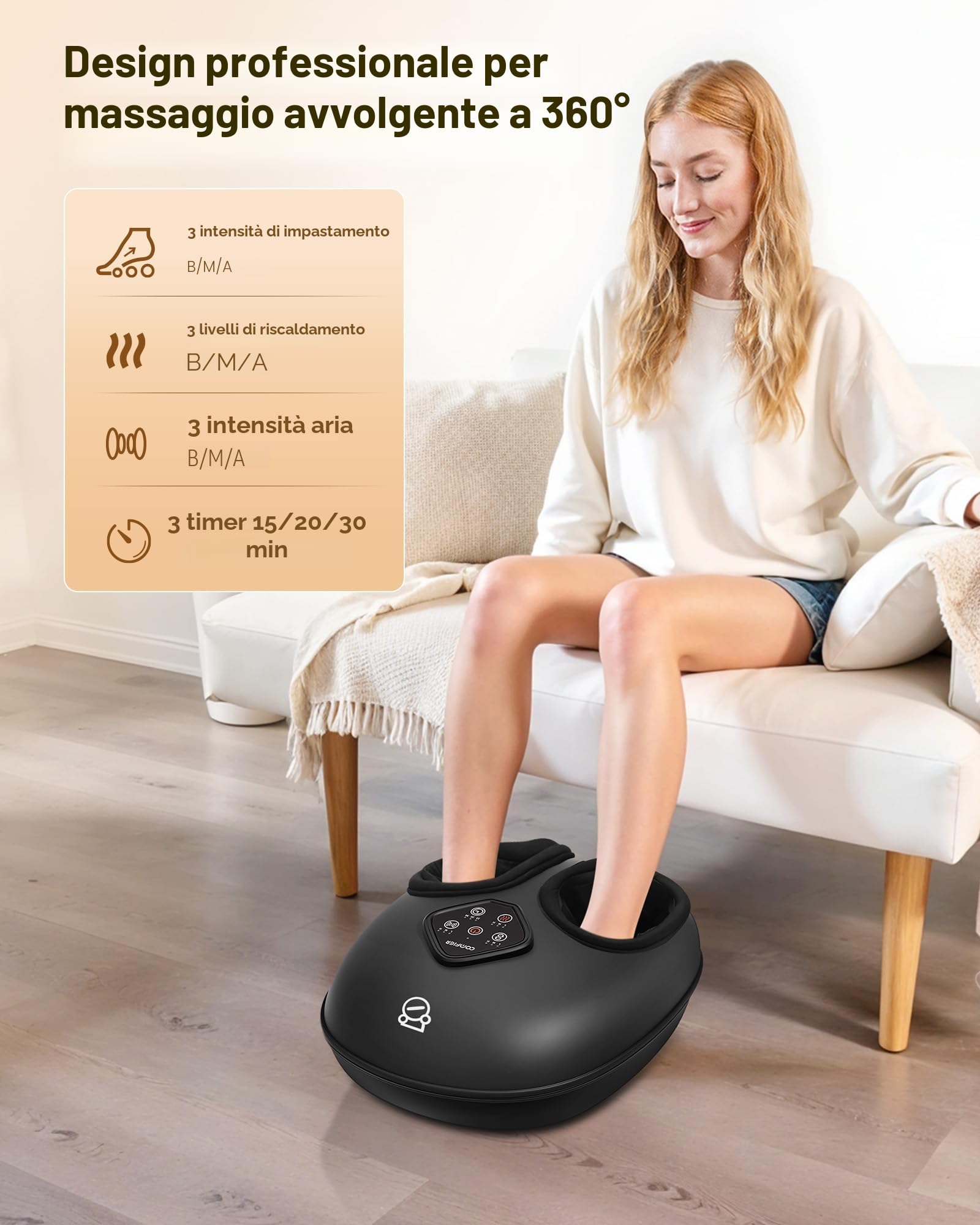 COMFIER Massaggiatore per Piedi, Massaggiatore per Piedi Shiatsu con Funzione, Impastamento, Rotolamento e Compressione,Regali Uomo