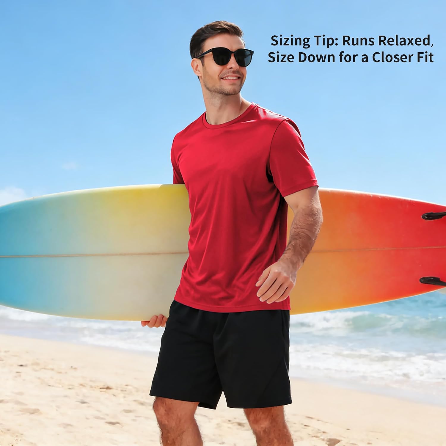 3 Pack Mens Swim Shirt Workout Shirts UPF 50+ Short Sleeve Rash Guard Fast Dry Sun Protection Lightweight Water Shirt