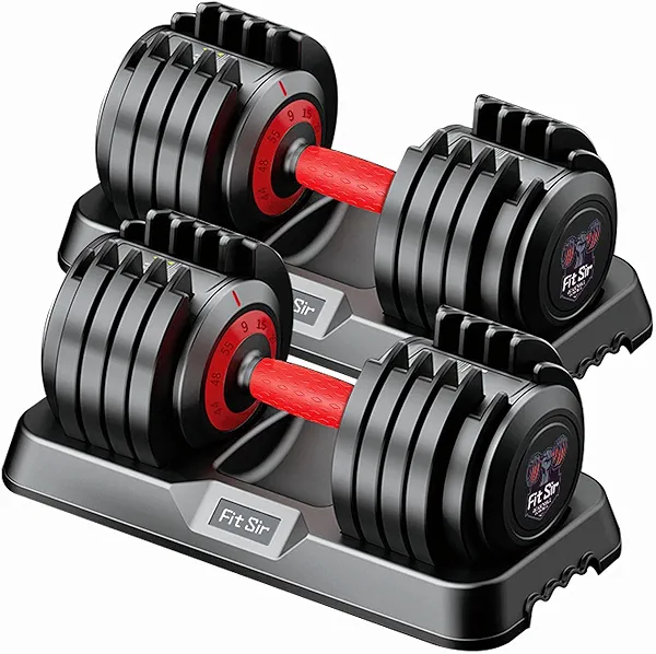Fit Sir Adjustable Dumbbell Set 25/55/90LBS,10 in 1 Free Weights Dumbbell with Anti-Slip Texture Handle,1 Sec Speed Adjustment Men/Women Gym and Home Strength Training Equipment.