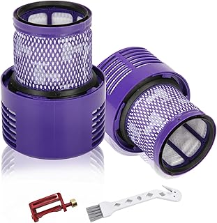 2 Pack V10 Filters Replacement for Dyson V10 Cyclone Series, V10 Absolute, V10 Animal, V10 Total Clean, SV12, Ewerex V10 Filter Replacement with Tigger Lock and Clean Brush, Replace Part # 969082-01