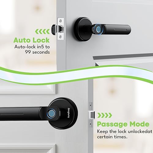 Miniatura 5 de Cerradura de puerta de huellas dactilares, perilla de puerta biométrica, cerradura de puerta de entrada sin llave para el hogar, dormitorio,