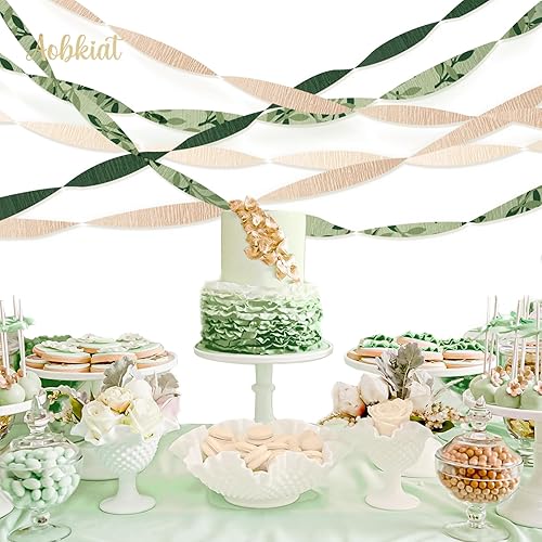 Miniatura 5 de AOBKIAT Decoraciones de fiesta de boda, 8 rollos de serpentinas de papel crepé verde para cumpleaños, compromiso, despedida de soltera, aniversario,
