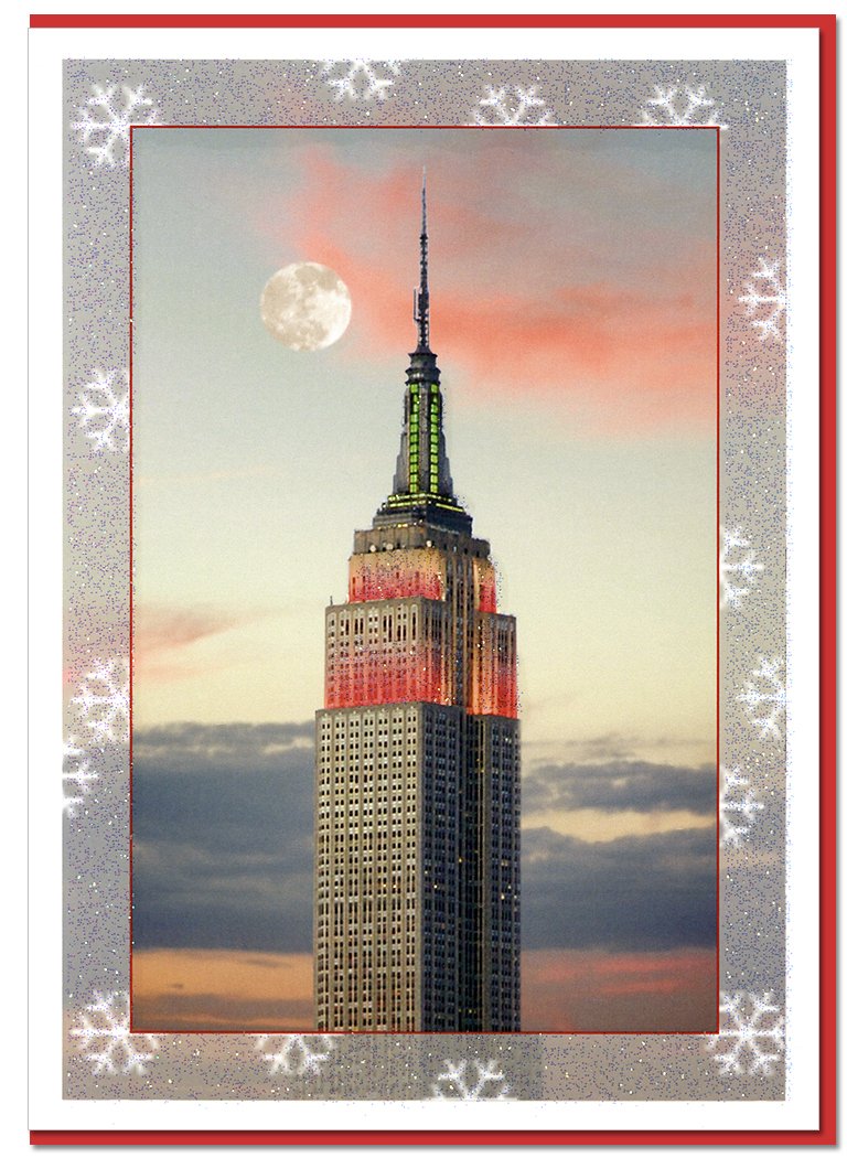 Empire State Building. New York Christmas Cards Set of 6 Cards with Envelopes. Christmas in New York Collection