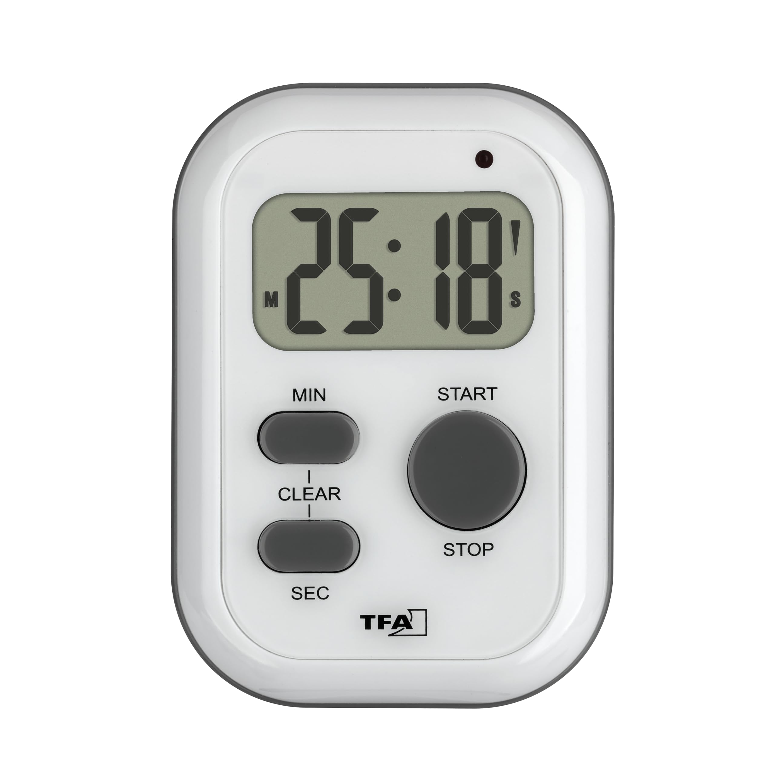 TFA Dostmann Cyfrowy timer ze stoperem, 38.2053.02, dźwięk alarmu (głośny)/wibracja/migające, minutnik kuchenny, zegar do jajek, nadaje się do uprawiania sportu, egzaminów lub osób niesłyszących,