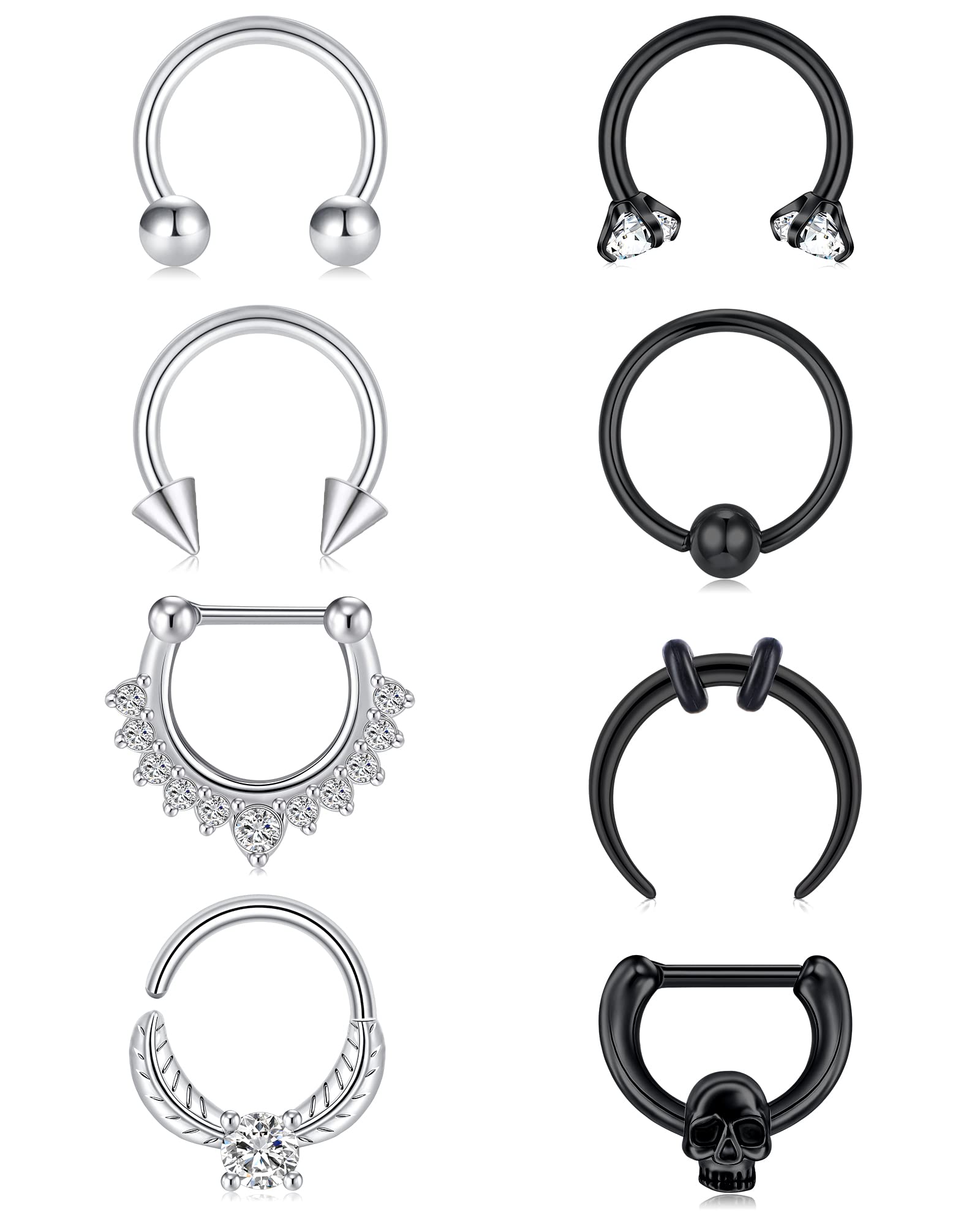 Piercing Cartilagine 16g Piercing In Acciaio Chirurgico 16G - Per Trago, Labbro, Cartilagine, 6 Pezzi Con CZ (argento/oro) Farfalline Per Orecchini