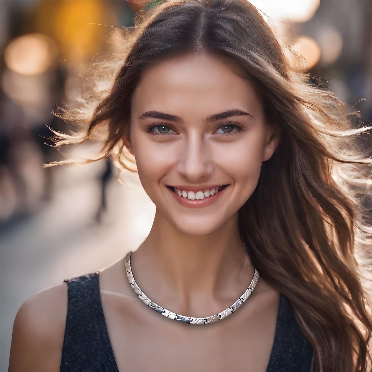 Soul-Cats traumhaftes Set Edelstahl Collier und Armband Silber matt glänzend für Damen in Geschenkverpackung