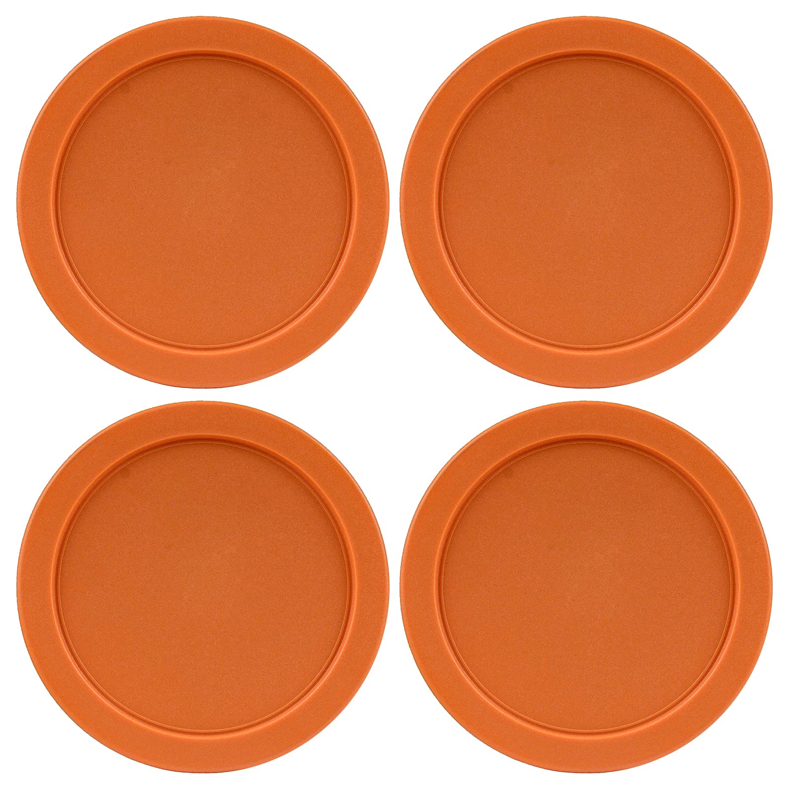 Replacement Lids fits Pyrex 2-Cup Glass Food Storage Container Bowls, 5-Inch Plastic Round Lids Covers for Pyrex 7200-PC, Airtight &amp; Leakproof (4-Pack, Orange)