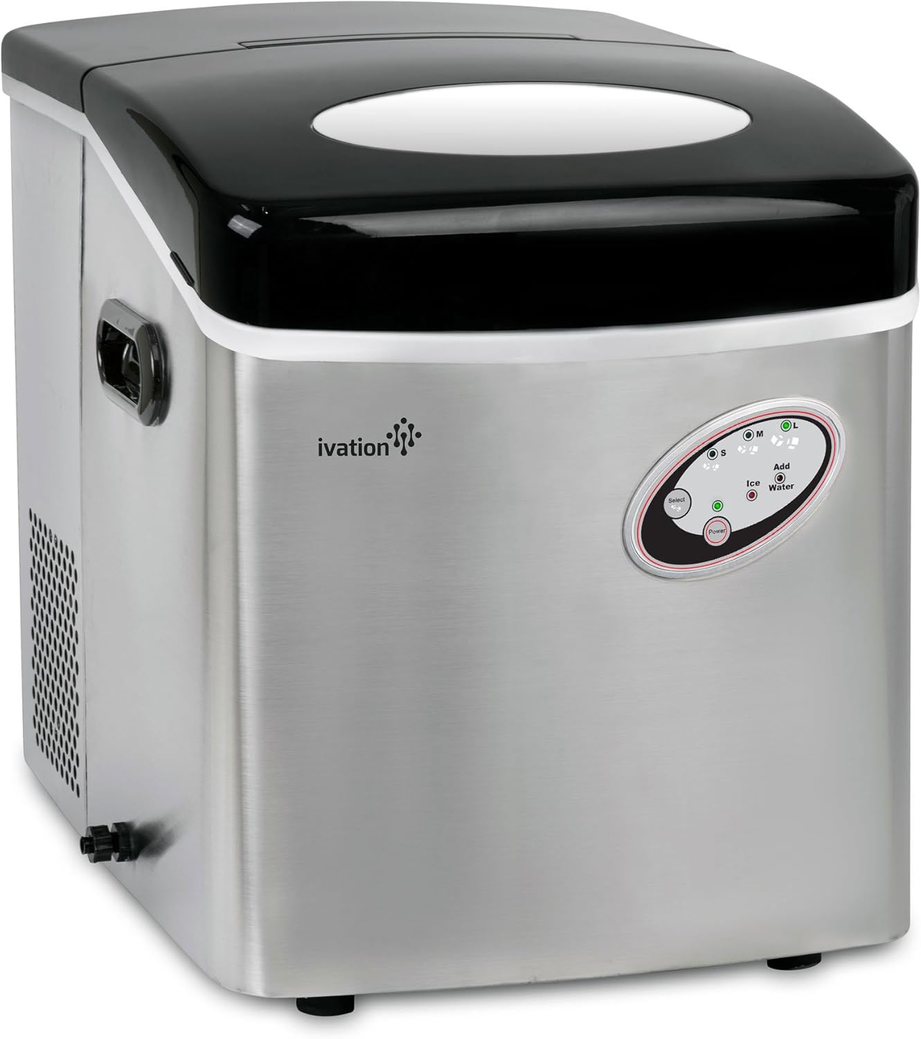 Ivation 48Pound Daily Capacity Counter Top Ice Maker Stainless Steel 4.5Liter