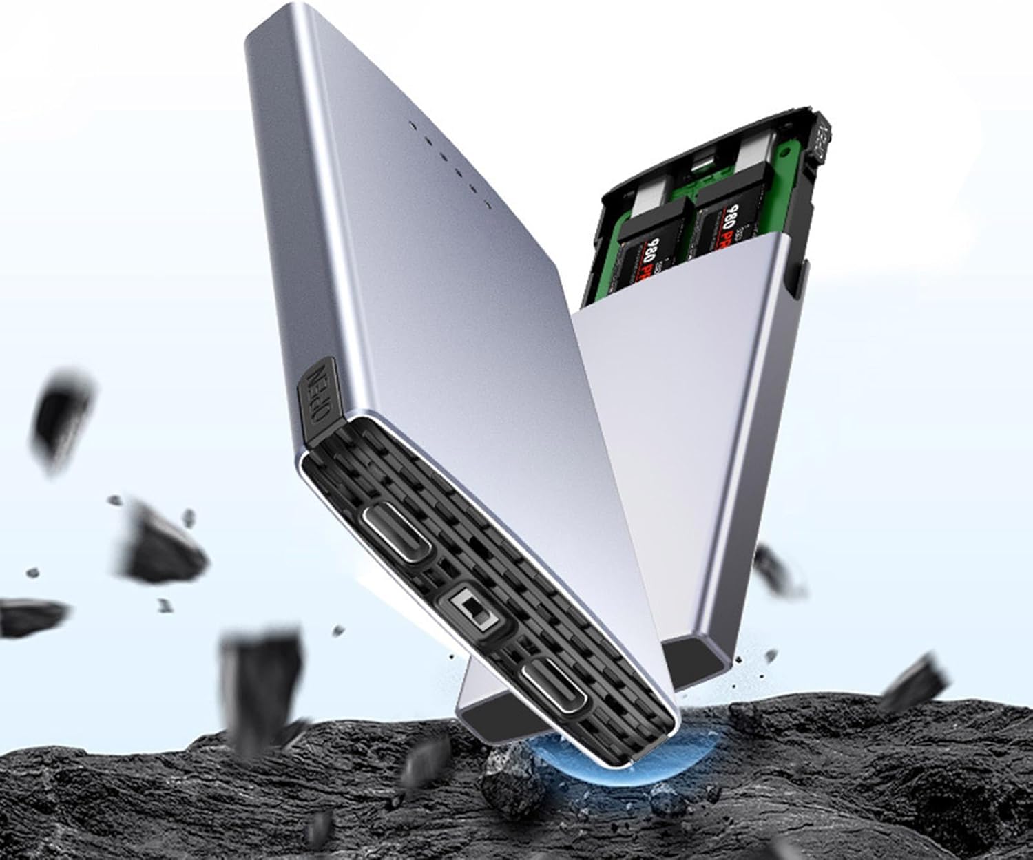 NVMe Solid Disks Enclosure For 2 Disks Aluminum Alloy Box USB3.2 20G Solid Disk Case For 2230-2280 Disks