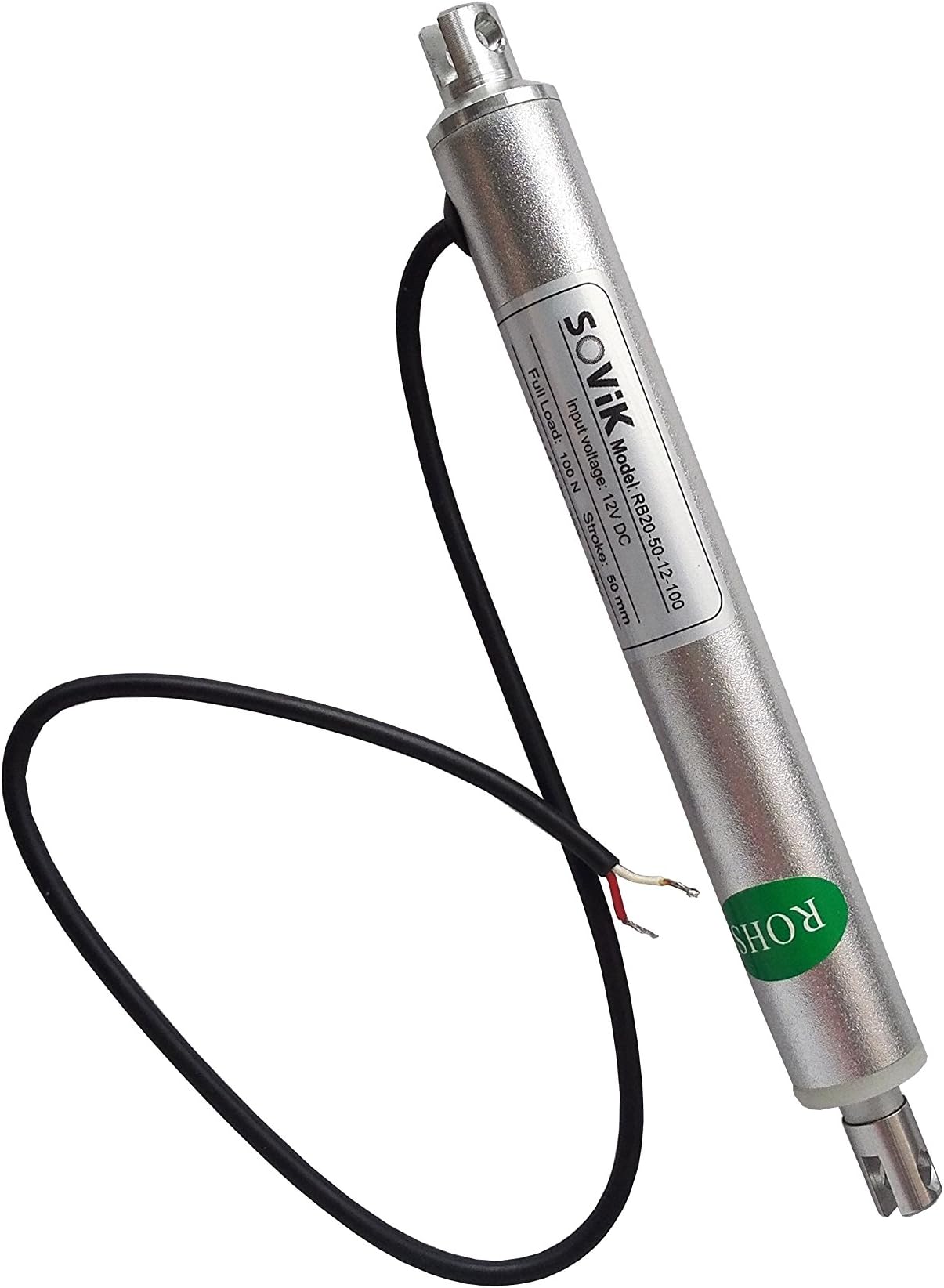 12V 2 inch Stroke Micro Linear Actuator 44lbs Maximum Lift, Round Tube Diameter 0.8", Internal Limit Switch