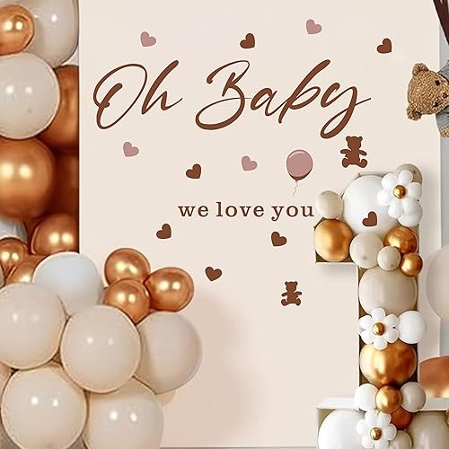 Vista 28 de Barri Design Suministros para fiesta de feliz cumpleaños, decoraciones de primer cumpleaños para niños, telón de fondo de fiesta de caramelo