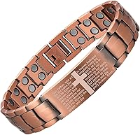 MagEnergy Men's Copper Cross Magnetic Bracelet - 3500 Gauss Ultra-Strength Magnets, Adjustable Fit, Hypoallergenic Gift Box