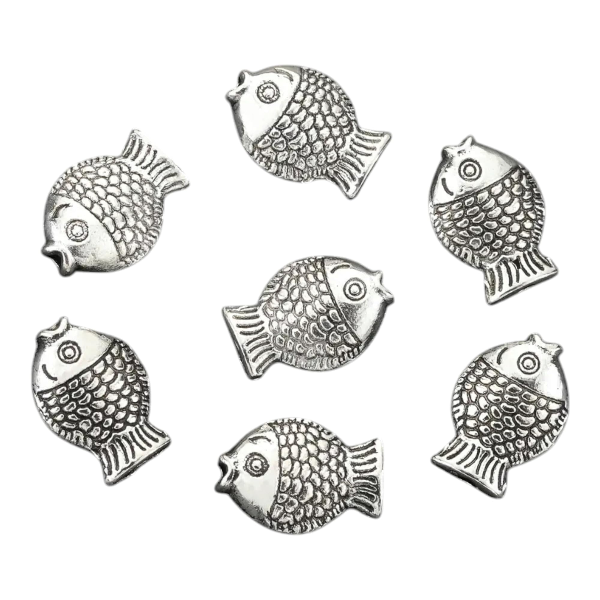 Antique Silver Fish Beads 8x12mm Double Sided Zinc Alloy Charms f-image-11