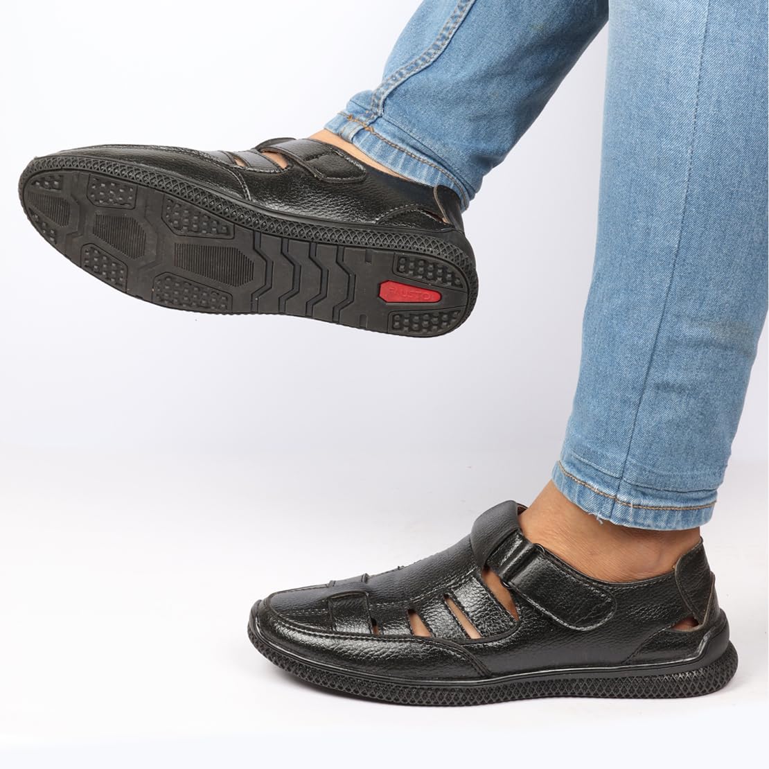 FAUSTO Men's Black Sandals FST 3359-43 1