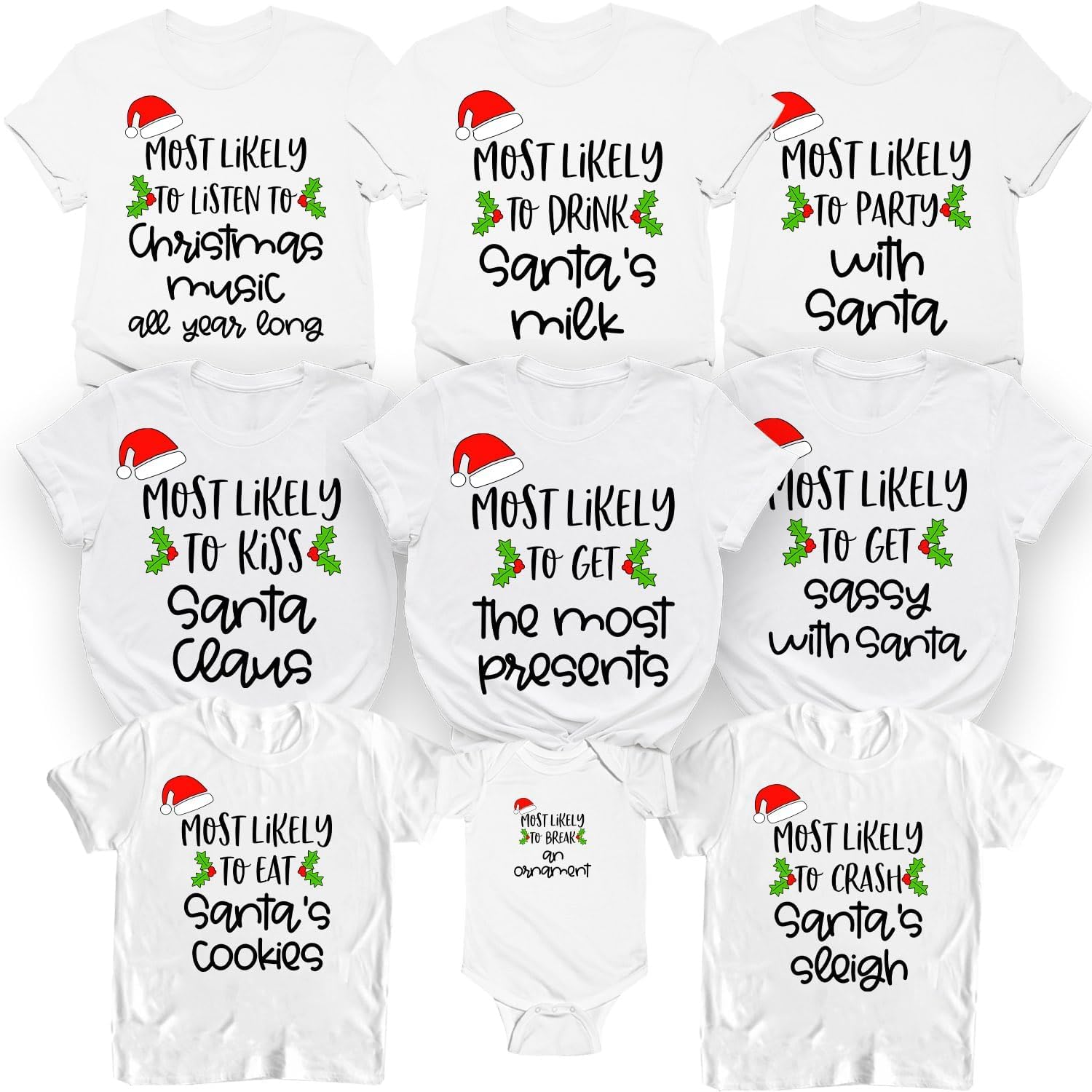Christmas Family Shirts Most Likely to, Christmas Quote Most Likely to T-Shirts Matching Family Pajamas Holiday Outfits (Multicolor) - Image 2