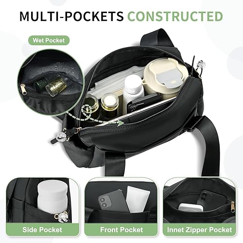 Miniatura 5 de Mini bolsa de gimnasio para mujeres y niñas, bonita bolsa de gimnasio con compartimento húmedo, impermeable para yoga, viajes, entrenamiento, bolsa