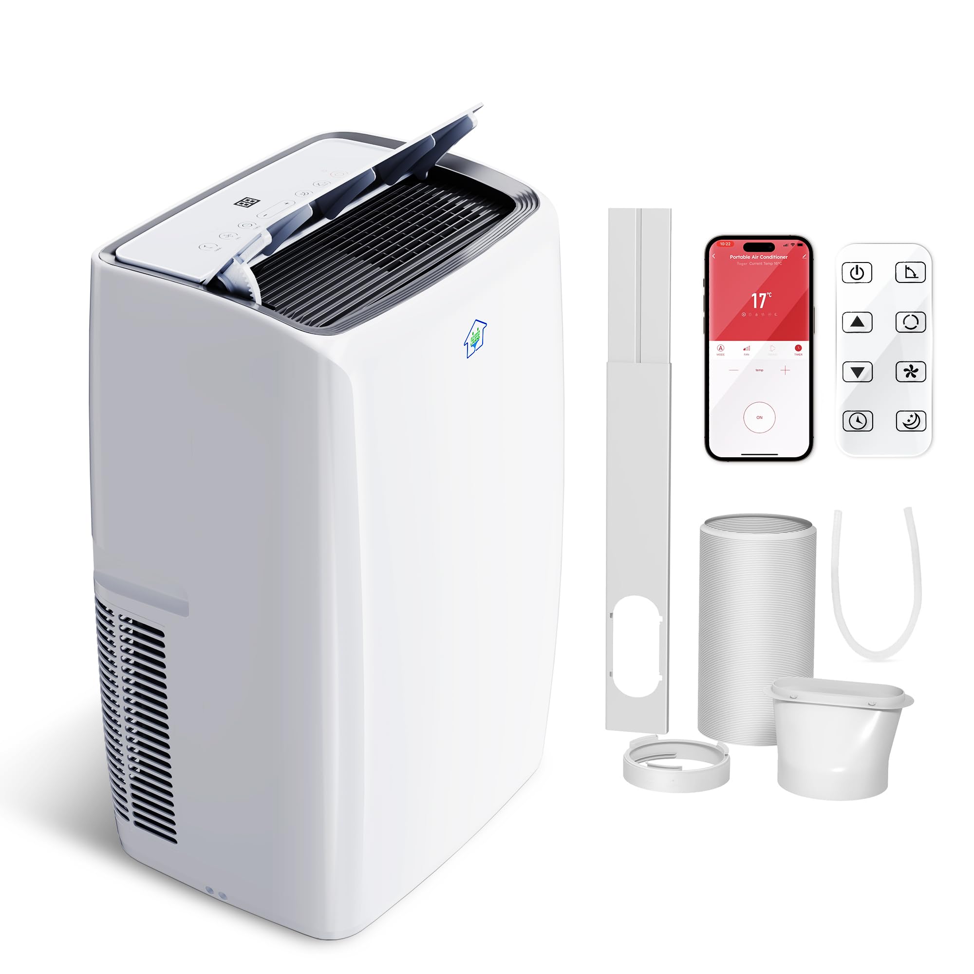 12 000 BTU Smart Air Conditioner with Heat 4 Modes 3 Speeds Portable AC Unit with APP Fast