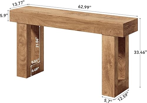 Miniatura 7 de LITTLE TREE Mesa de consola de 63 pulgadas de largo para entrada, mesa de sofá detrás del sofá, mesa de entrada de madera para vestíbulo y pasillo,