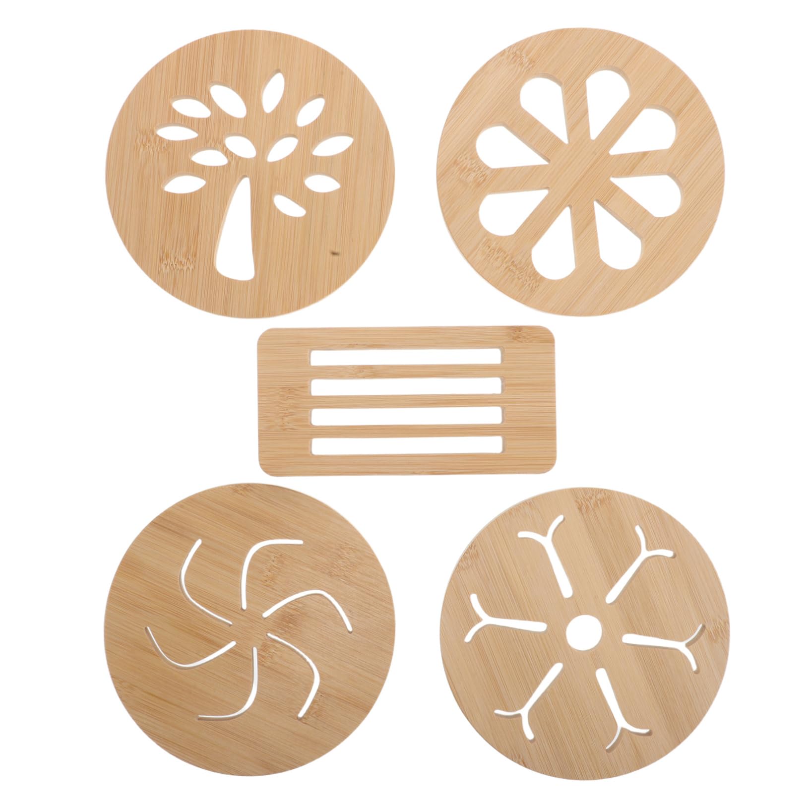 UKCOCO Lot de 4 Dessous de Plat en Bambou, Résistants la Chaleur, Antidérapants, Cuisine et Table, Protection Minimale pour Plats Chauds