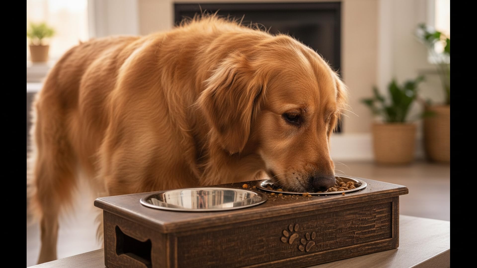 Juego de 2 cuencos de agua y alimentos para perros y mascotas, tazas de metal elevadas de acero inoxidable con soporte de madera de alta calidad, resistente a la corrosión, alimentos secos y húmedos