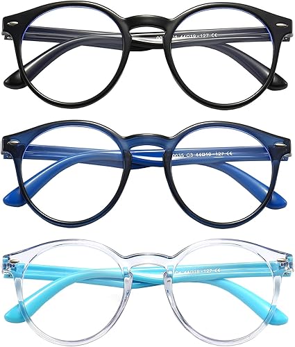 SANHOOPOLO Gafas de bloqueo de luz azul para niños, paquete de 3 gafas bloqueadoras azules para juegos de computadora para niños y niñas de 3 a 11