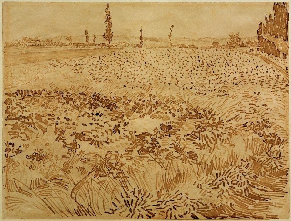 Affiche impression d'art tableau Champ de blé Vincent Van Gogh décoration murale 60x90