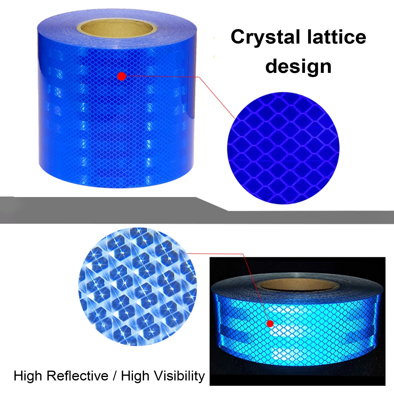 Cintas de aviso de seguridad Azul Banda Reflectora de Visibilidad, Autoadhesivo Cinta Reflectante para Exteriores para Señalización de Suelos/Remolques/Camiones/Coches/Barcos, Uso DIY ( Color : W 3cm/