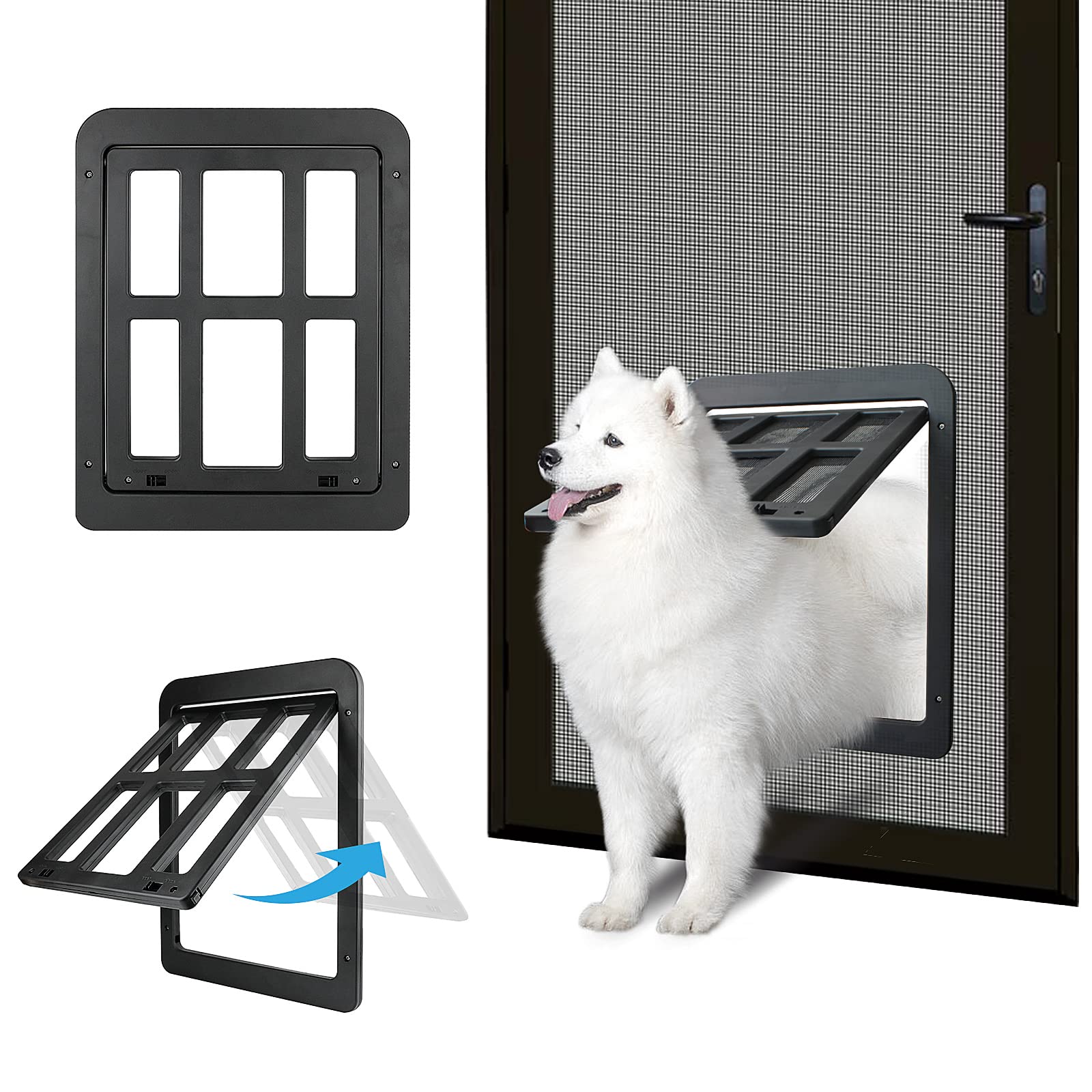 NAMSAN Portes pour Chiens, Chatiere pour Moustiquaire, Facile da Installare Verrouillable Porte Moustiquaire pour Chien pour Moyen/Grand Chien (34 cm x 44 cm)