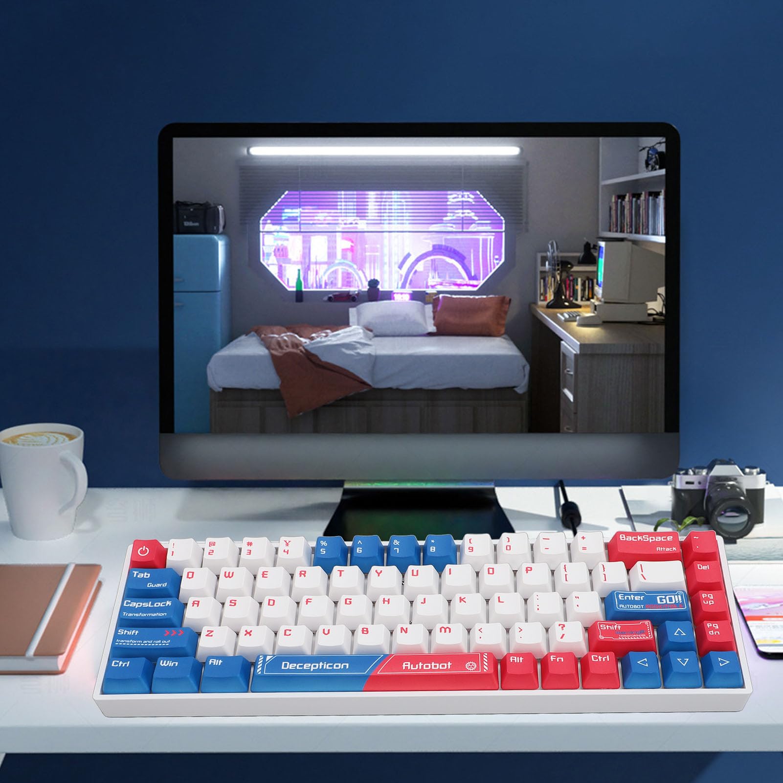 Cuifati Teclado Mecánico para Juegos de 68 Teclas para VALORANT, Teclado Mecánico Estilo Yoru, Mini Teclado para Juegos RGB para Jugadores de PC con - Interruptor Rojo