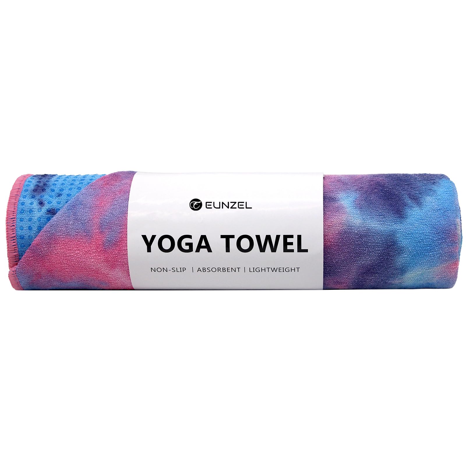 Eunzel Hot Yoga Towel - Microfiber Non Slip Yoga Mat Towel with Grip Dot Sweat Absorbent Towel for Hot Yoga, Pilates and Fitness 72" x 24", Purple &