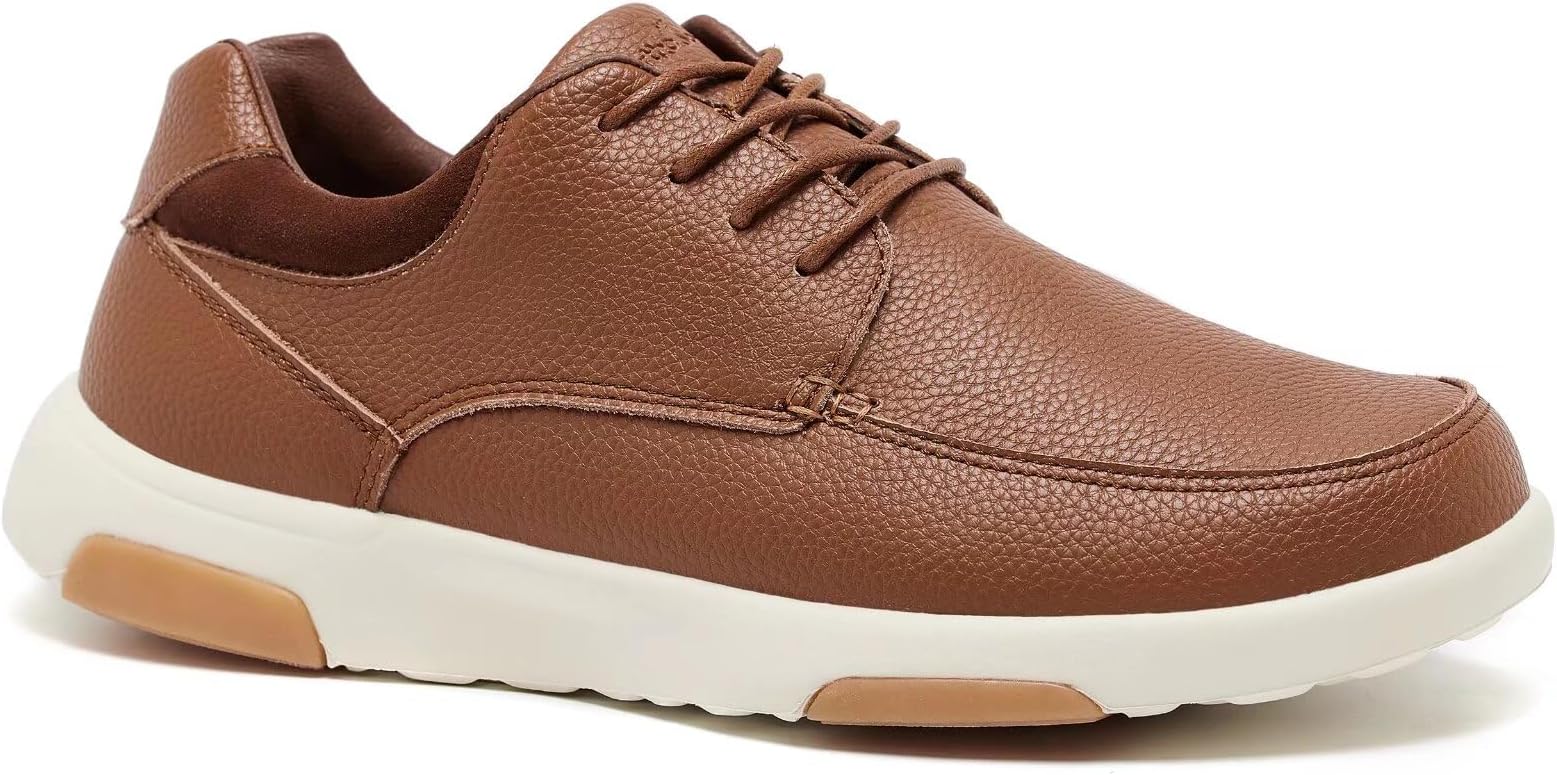 OrthoComfoot Men's Orthopedic Leather Dress Walking Shoes: Comfortable Plantar Fasciitis Fashion Sneakers with Arch Support, Casual Flat Feet Business Work Shoes for Foot and Heel Pain Relief