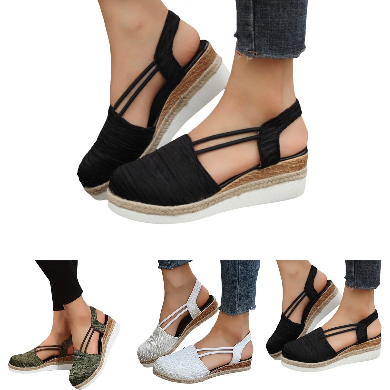 Cocila Espadrillas Donna Con Lacci Zeppa E Plateau Ortopedici Da Estate 2025 Sandali Punta Cinturino Alla Caviglia Casual Cinturini Spiaggia Comodi Espadrilles Scarpe Ortopediche Slip On Pianta