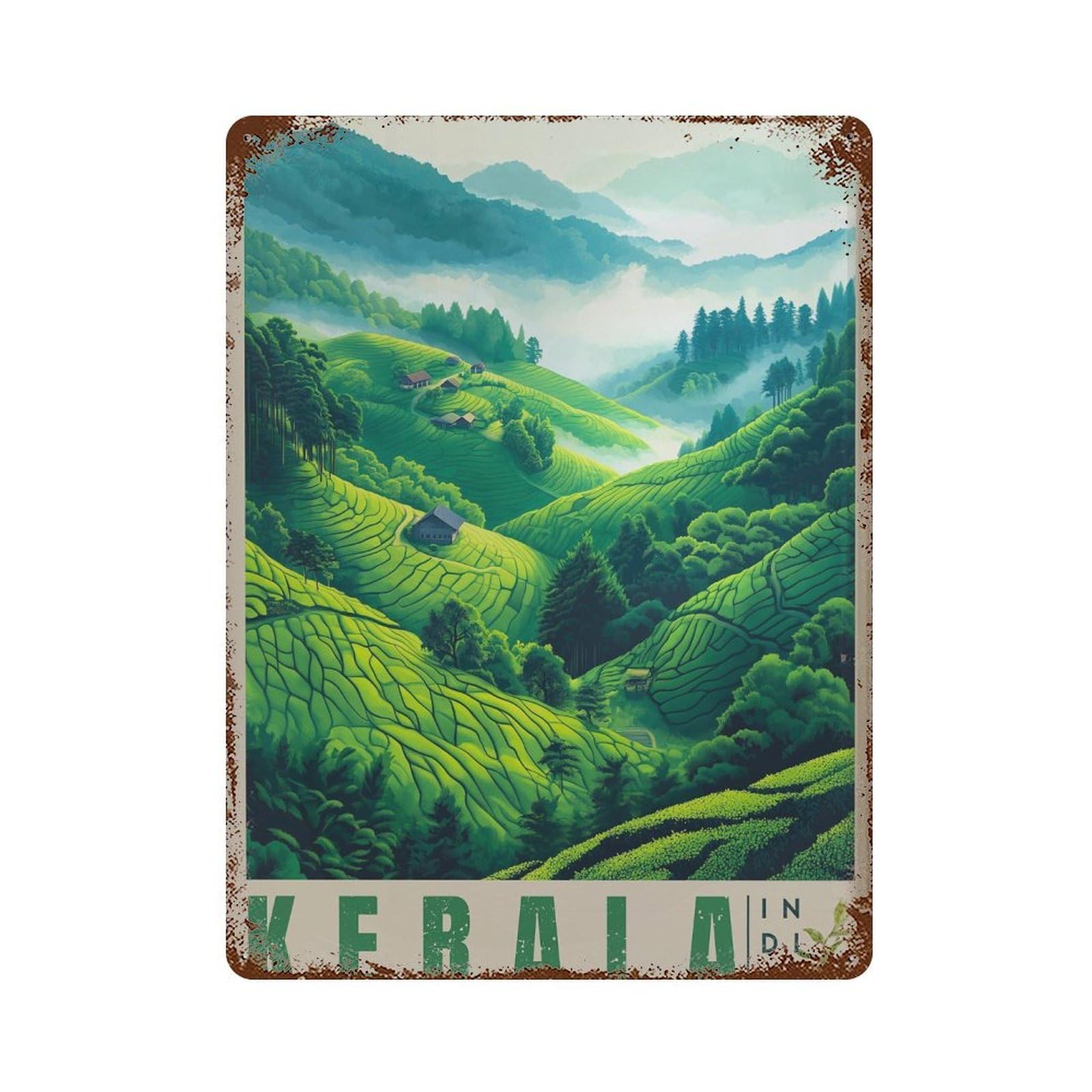 xiaoxiaoshen Kerala India Travel Munnar Tea Estates (2) Wall Decor Art Metal Tin Poster Modern Home Decor Art Home Bar Shop Decorations Vintage Sign 40x30cm