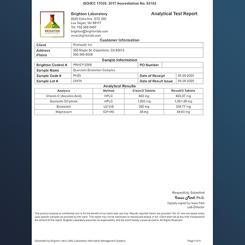 Miniatura 3 de ProHealth Complejo de quercetina y bromelina (100 tabletas) - Anti-histamínico natural - Suplemento de apoyo sinusal y alérgico