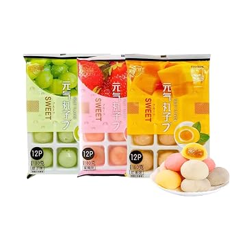 Japanese Mochi Assorted Fruit Rice Cakes 3 Bags, Strawberry Mango Grape | Traditional Confectionary Dessert Mochi,Delicate Taste, Suitable for Young and Old