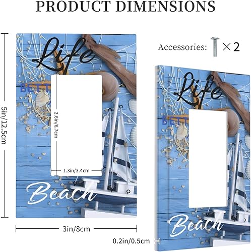 Miniatura 5 de Cubierta de interruptor de luz azul costera náutica de playa decorativa de 1 cuadrilla, placa de pared basculante individual placa de pared