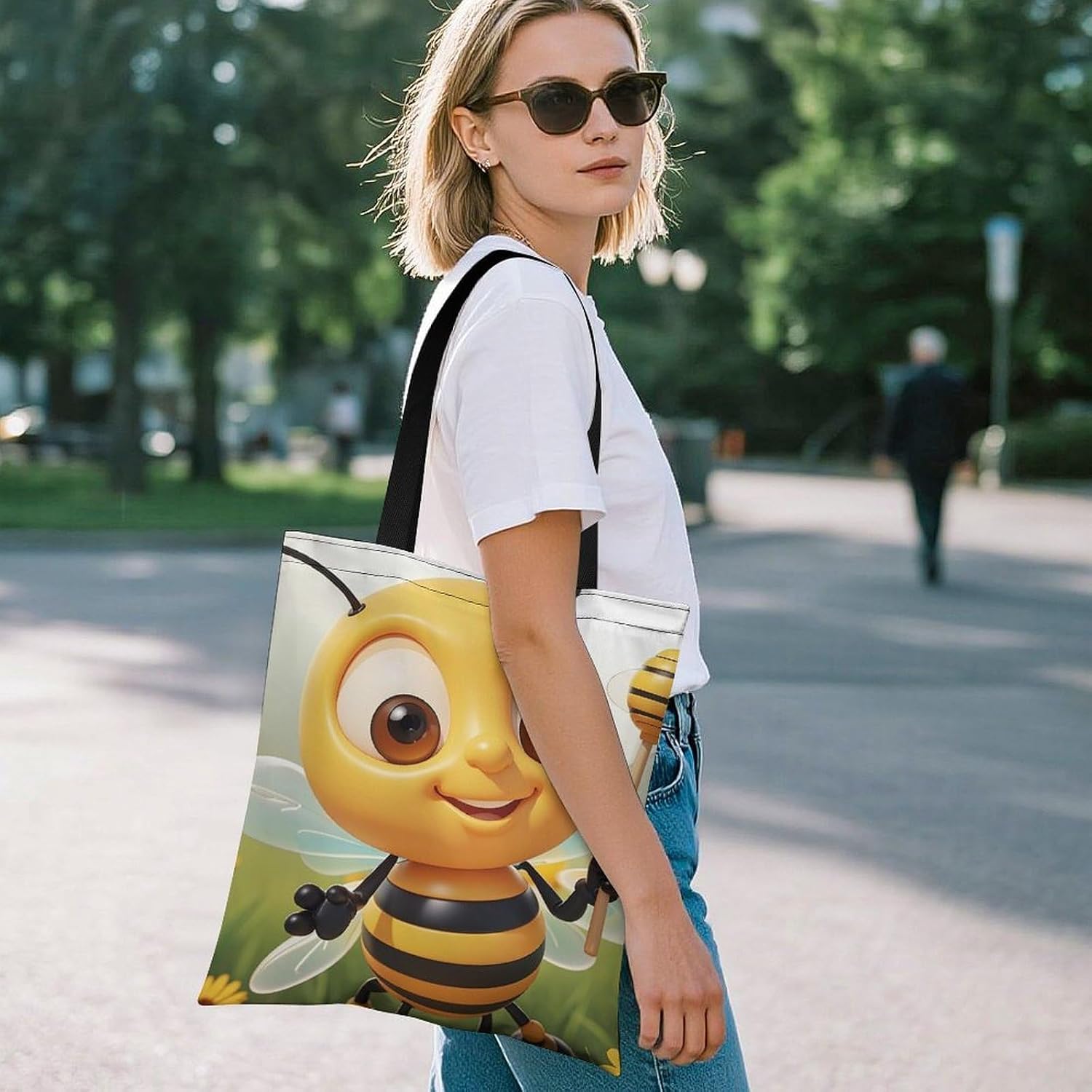 Honey Bee Tote Bag Large Treat Bags for Women Men image 2