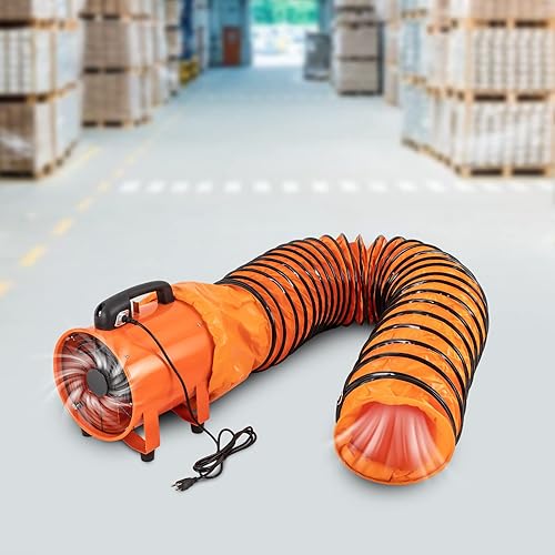 Miniatura 6 de Ventilador de manguera axial de escape/ventilador, 10 pulgadas, ventilador portátil 1518 CFM, soplador de alta velocidad, ventilador extractor de