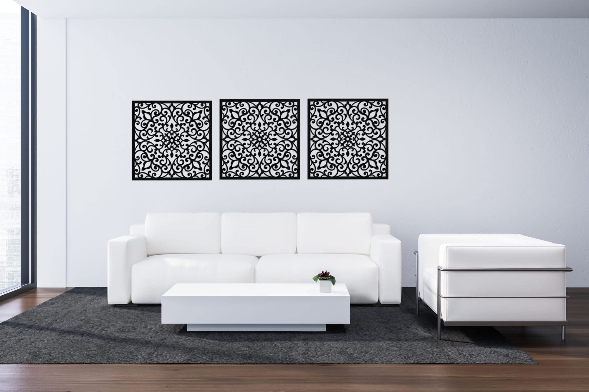 Panneaux Décoratifs Ajourés Vittoria - Diptyque Fleuri Doré - Déco Murale 3D - NEUF