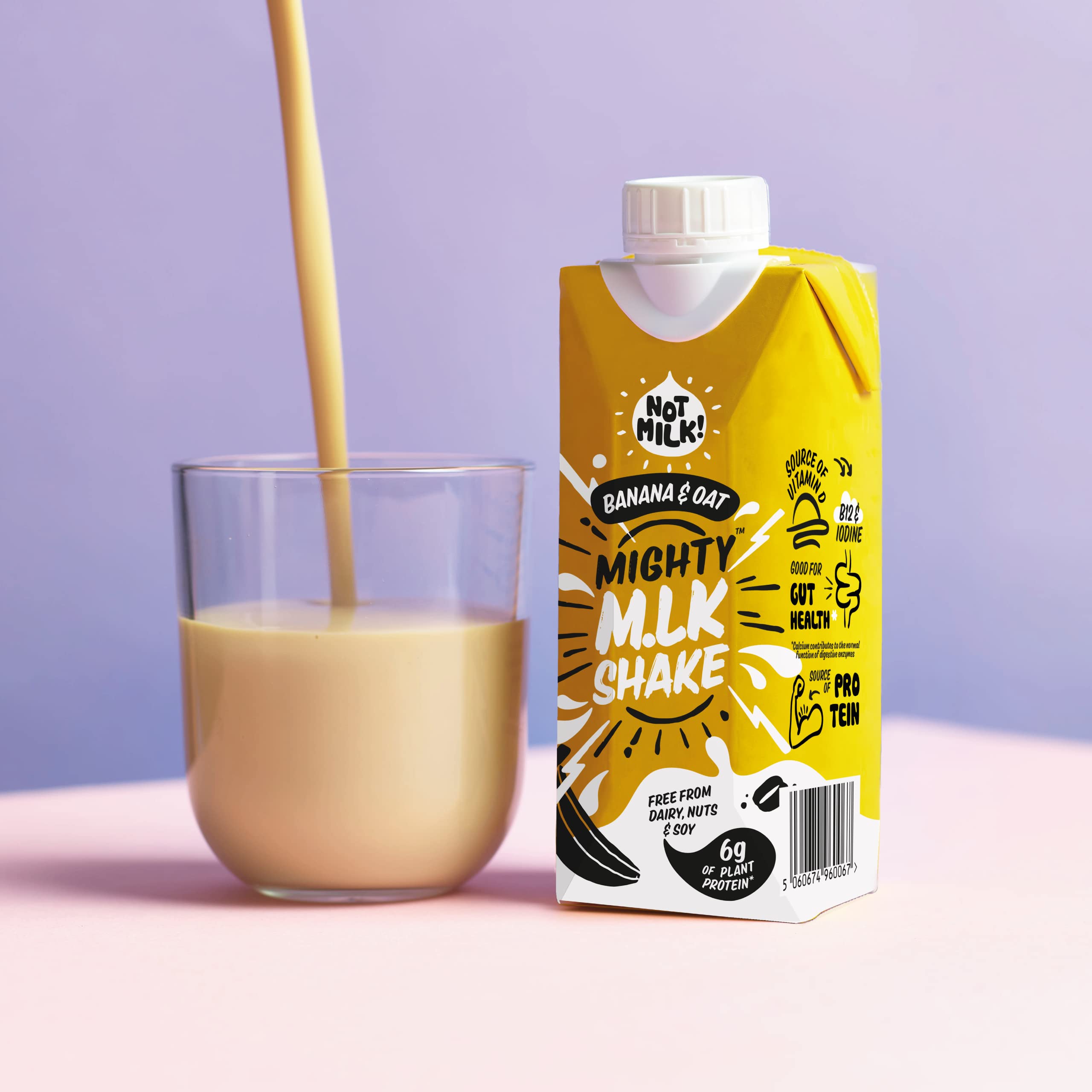 Mighty Vegan Milkshake, Banana & Oat Flavoured Milk, (8x330ml