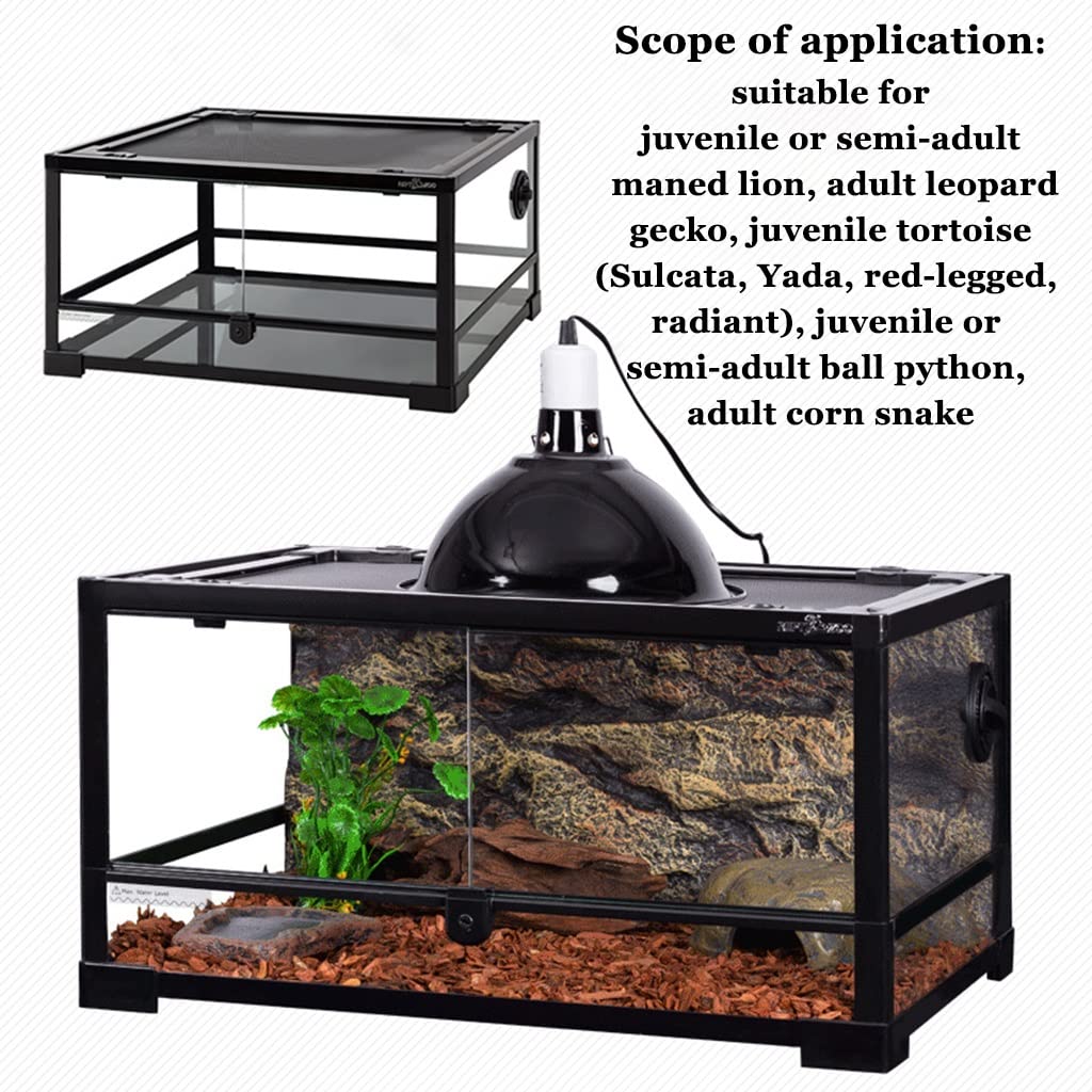 Terrarium dla gadów, siedlisko gadów, łatwa do złożenia zdejmowana górna osłona z siatki, jaszczurka lampart gekona tarantula kryjówka młodej jaszczurki (kolor: czarny, rozmiar: 60 x 45 x 32 cm)